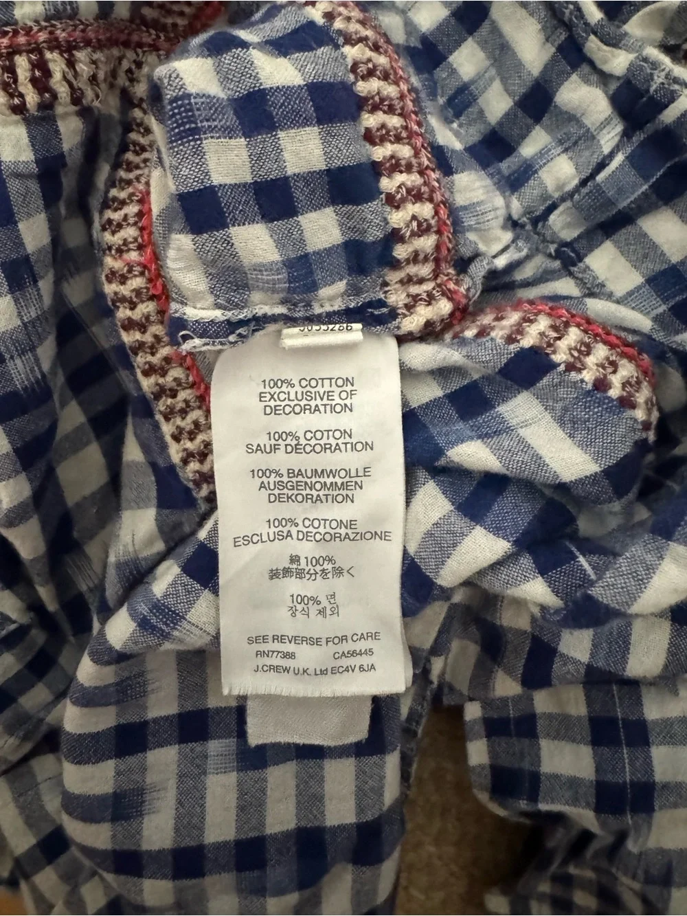 Crewcuts Girls’ Blue Gingham Peasant Blouse – Size 8